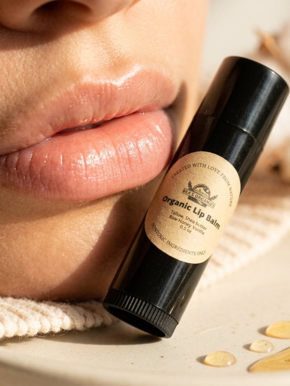 3-Pack Organic Tallow Lip Balm | Grass-Fed Beef Tallow, Raw Honey & Shea Butter